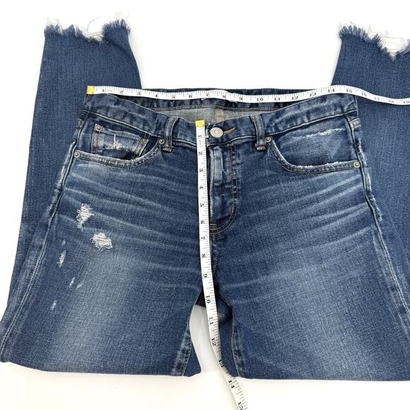 Moussy Vintage MV Mid Rise Heavily Distressed Skinny Jeans Size 29 Raw Hem Ankle - Picture 8 of 10